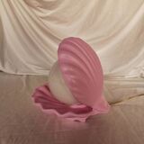 Pink shell and opaline pearl lamp, Saint-Jacques, France, 1970