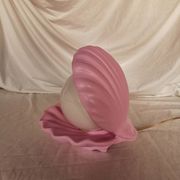 Pink shell and opaline pearl lamp, Saint-Jacques, France, 1970