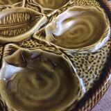 Vintage French oyster plate in Majolica from Saint Clément