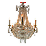 Lustre sac de perle en cristaux taillés vers 1900