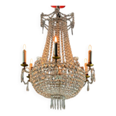 Lustre sac de perle en cristaux taillés vers 1900