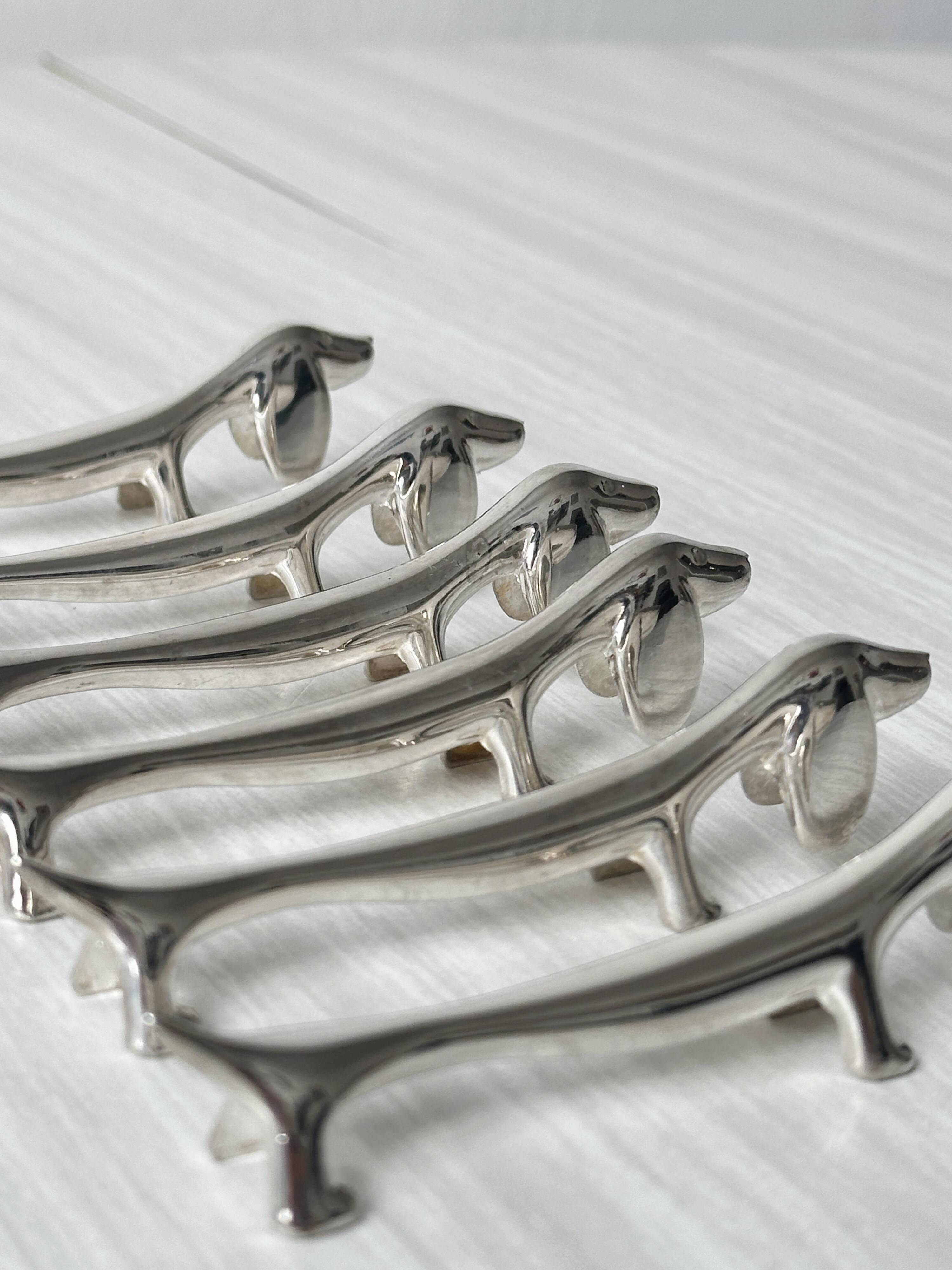 White stainless steel dachshund knife holder