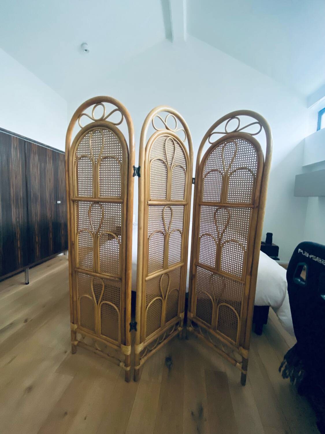 Vintage Italian rattan and bamboo room divider