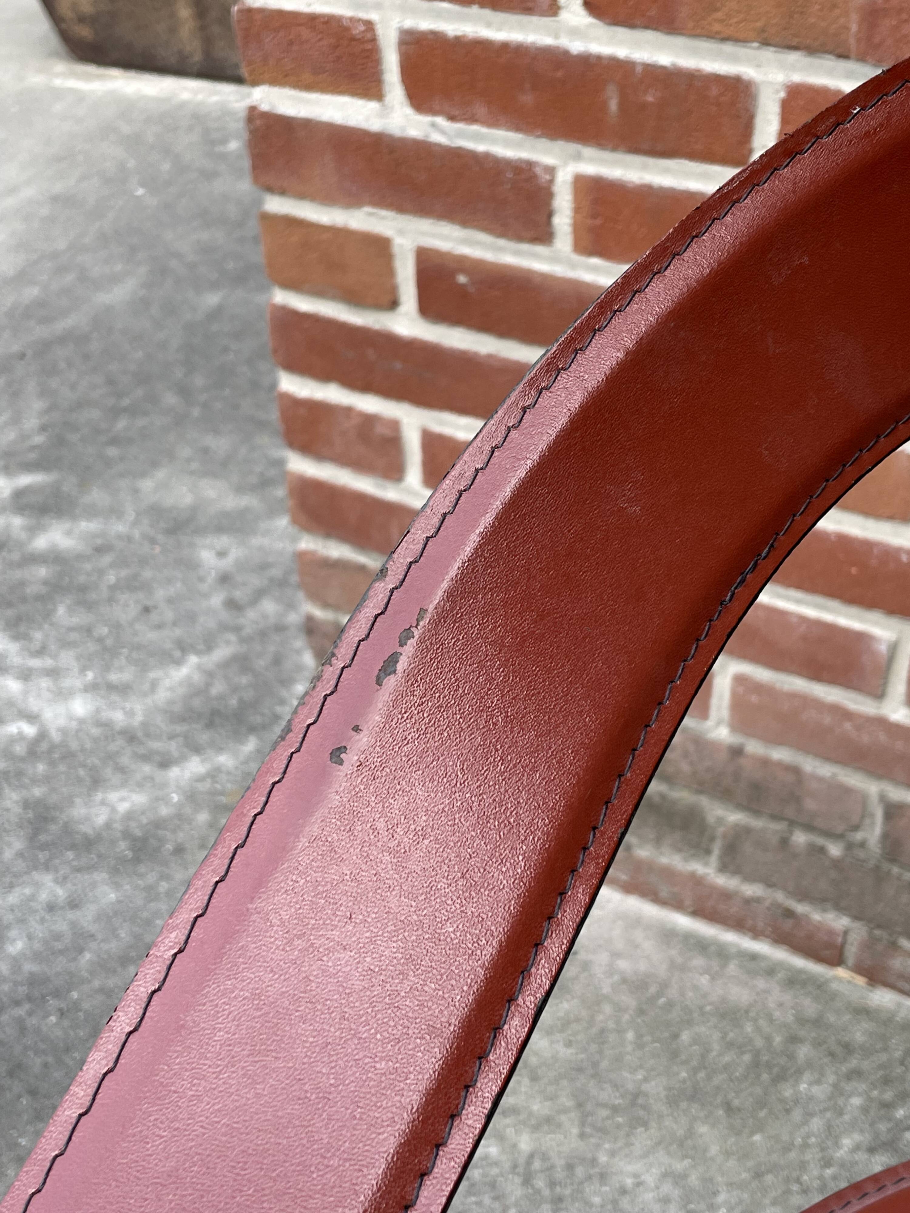 Set of 4 design cantilever chairs cognac leather and chrome design