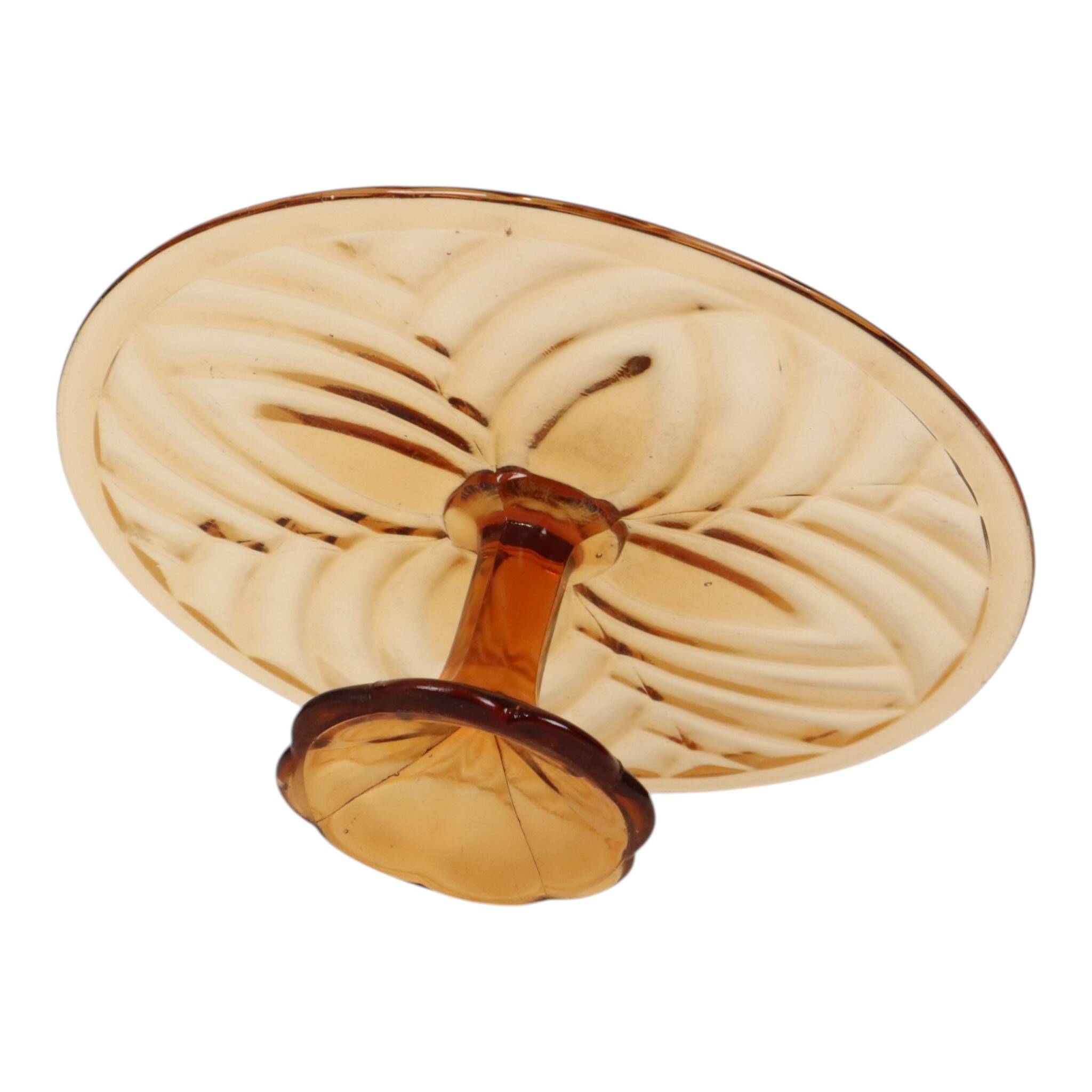 Orange Amber Art Deco Cake Plate Pastry Dish Val Saint Lambert