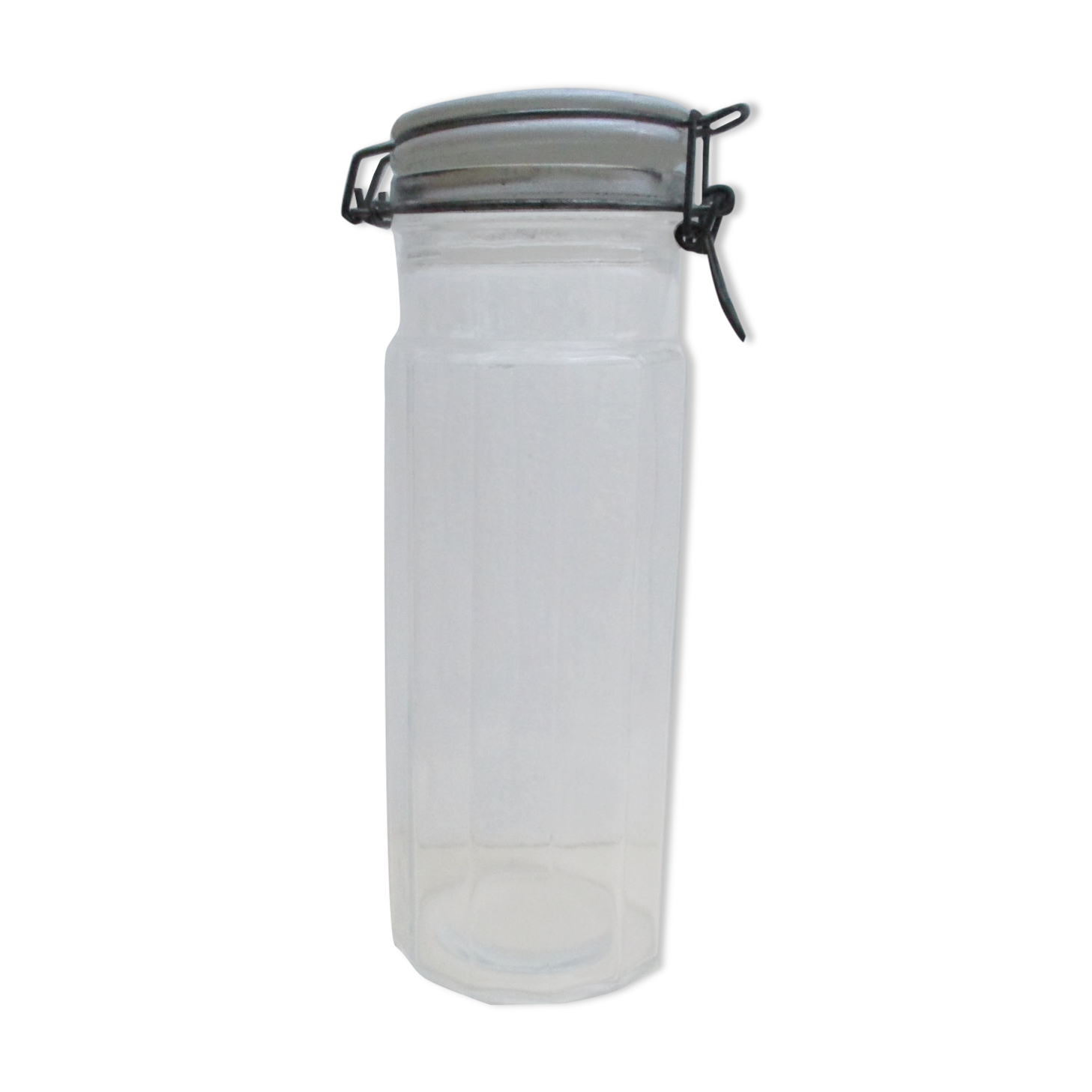 glass jar with vintage cut sides "hermetic"