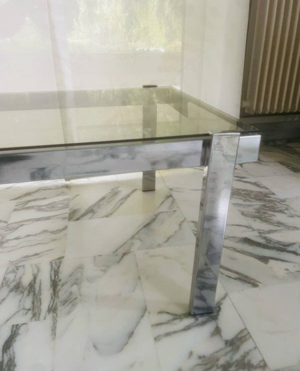 Table basse vintage « Space Age» métal chromé Roche Bobois circa 70