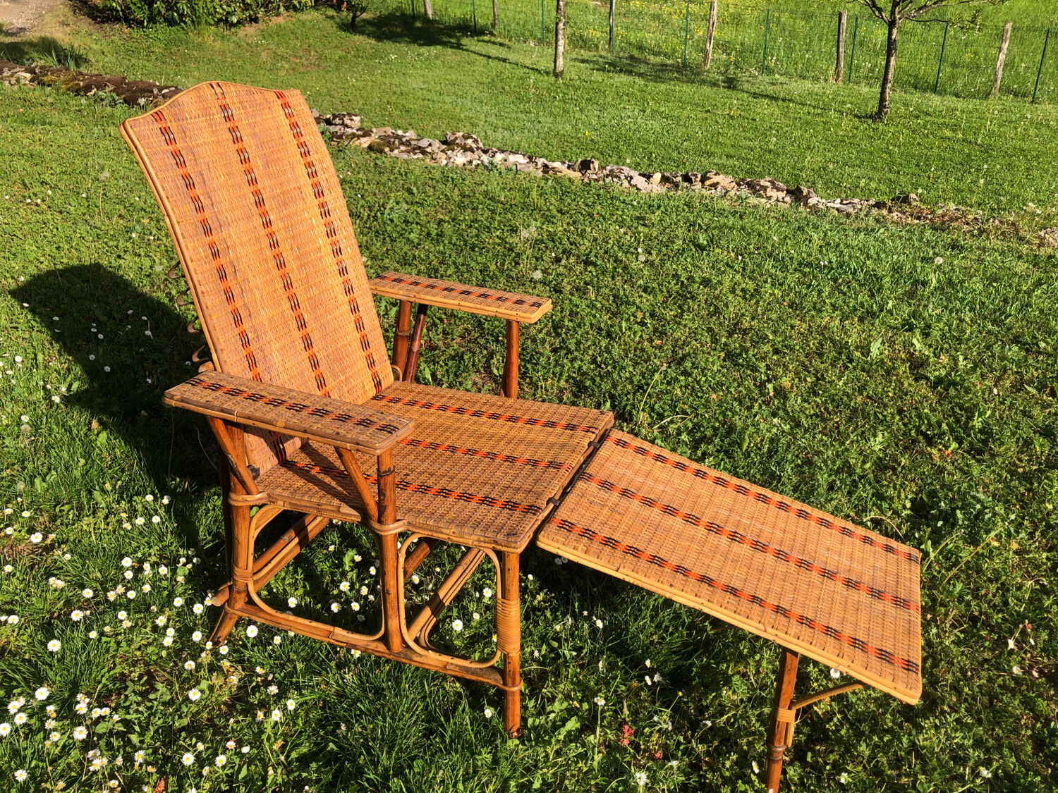 Rattan and wicker deck chair