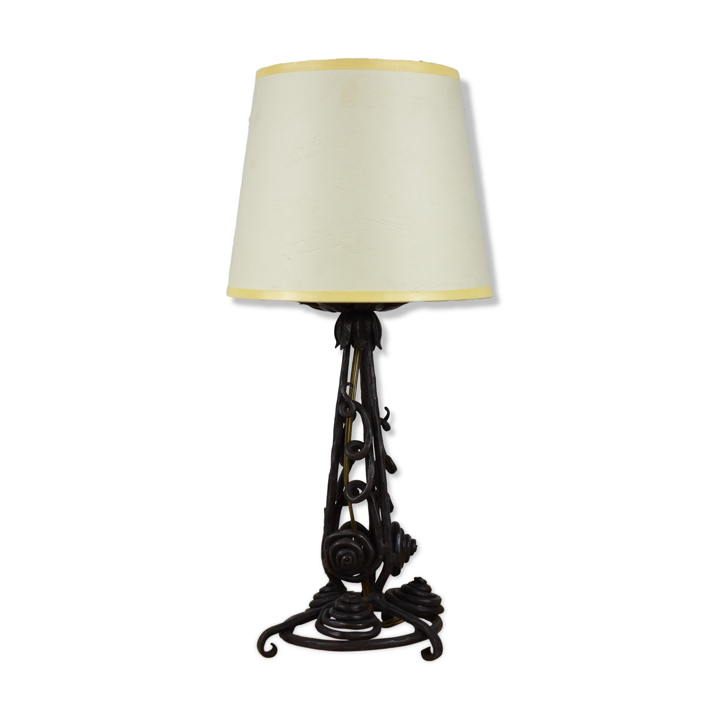 Art deco lamp, wrought iron foot