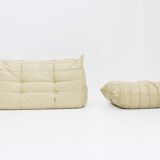 Ensemble canapé Togo Ligne Roset en cuir jaune par Michel Ducaroy pour Ligne Roset