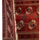 Red wool carpet, geometric pattern.