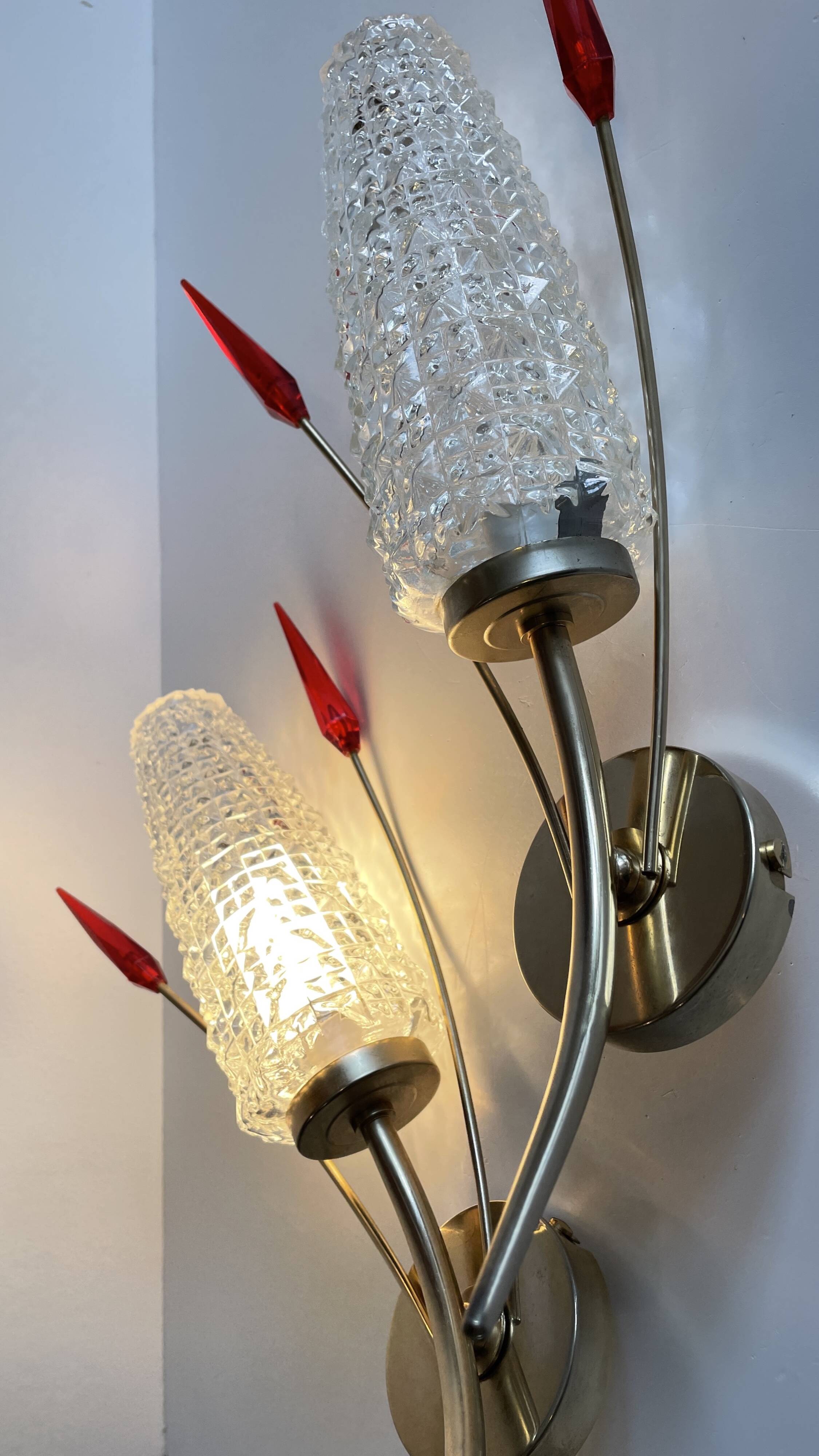 Pair of retro 60s wall lights