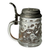 Alsatian beer mug with figurative pewter lid
