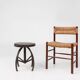 Industrial black metal stool with unique frame, France ca. 1920