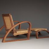 Vintage Lounge Chair and Ottoman by Francis Jourdain, 1920s