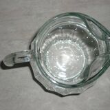Vintage transparent molded glass carafe with handle