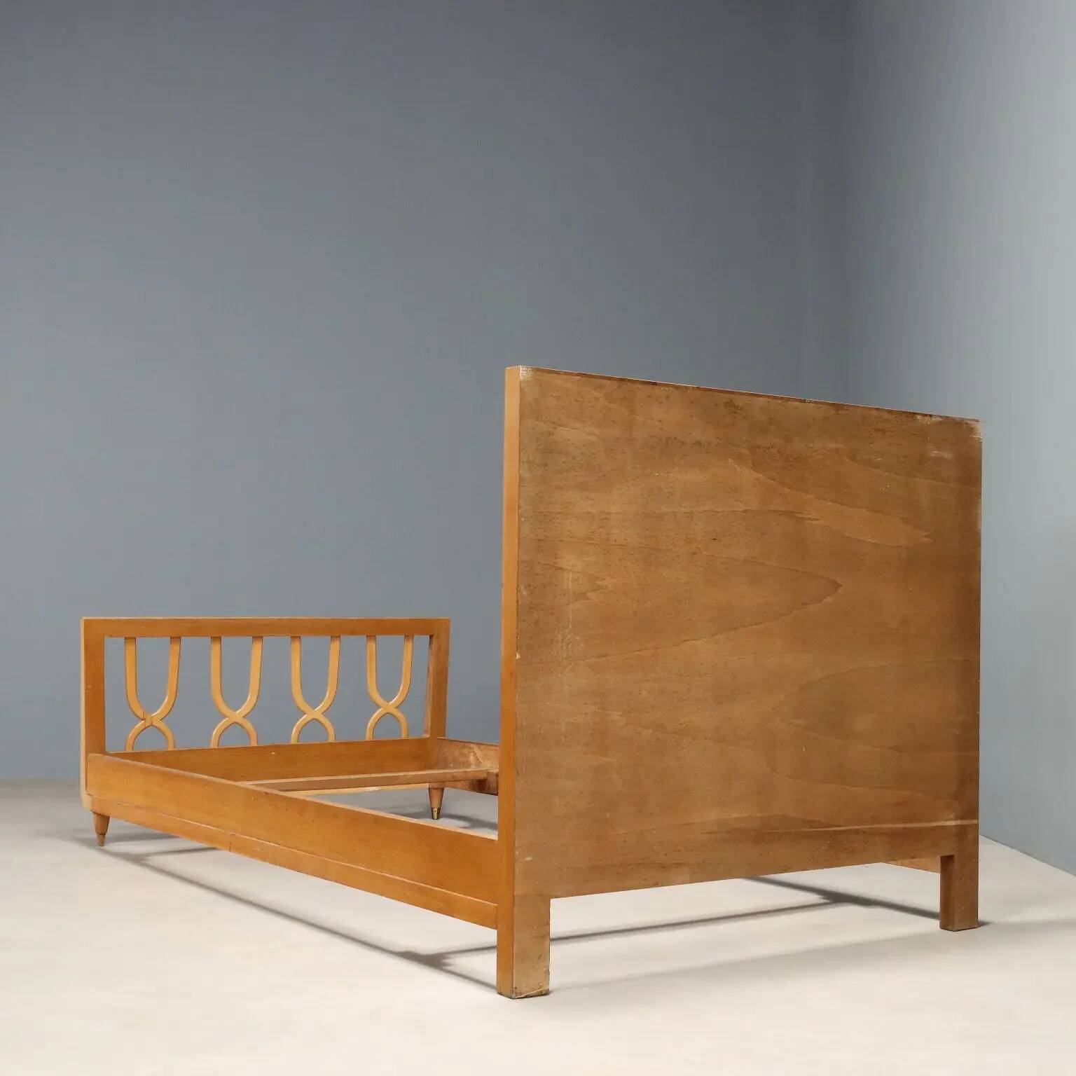 Simple vintage light in beech veneer, Italian design 1950s.
