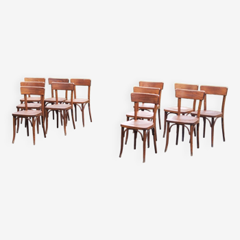 Set de 12 chaises de bistrot Thonet anciennes