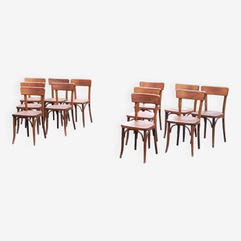 Set of 12 old Thonet bistro chairs