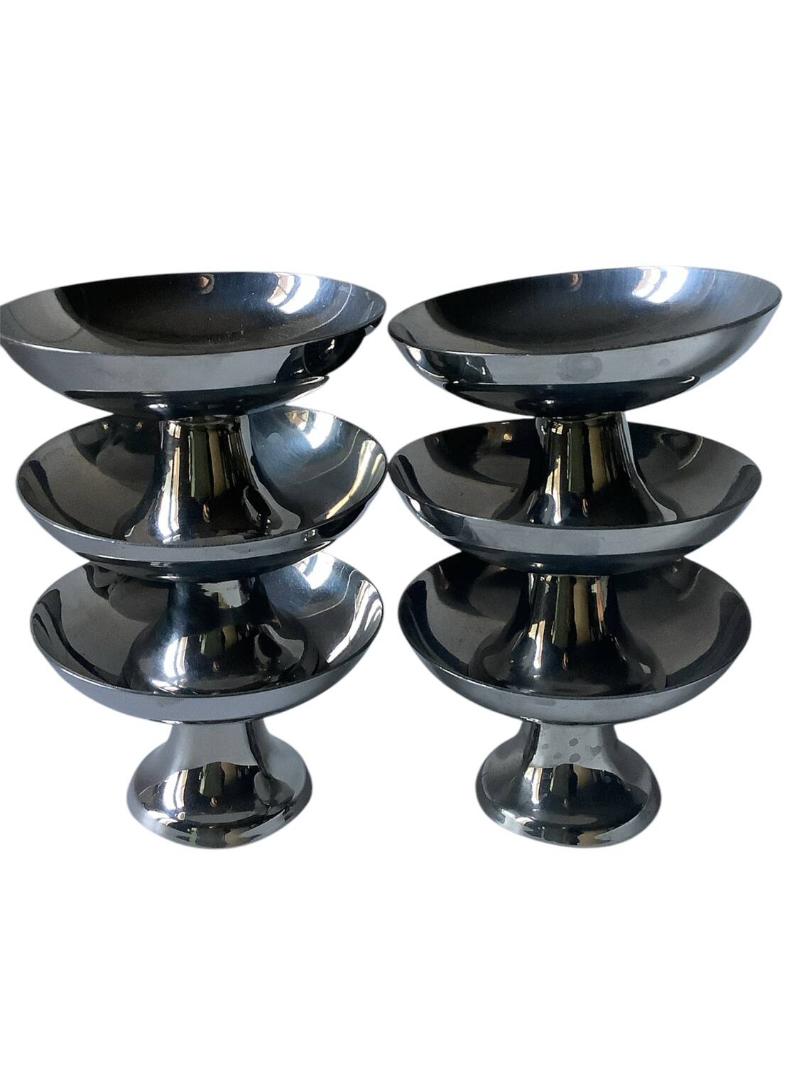 6 stainless steel cups by Guy Degrenne, 1970s