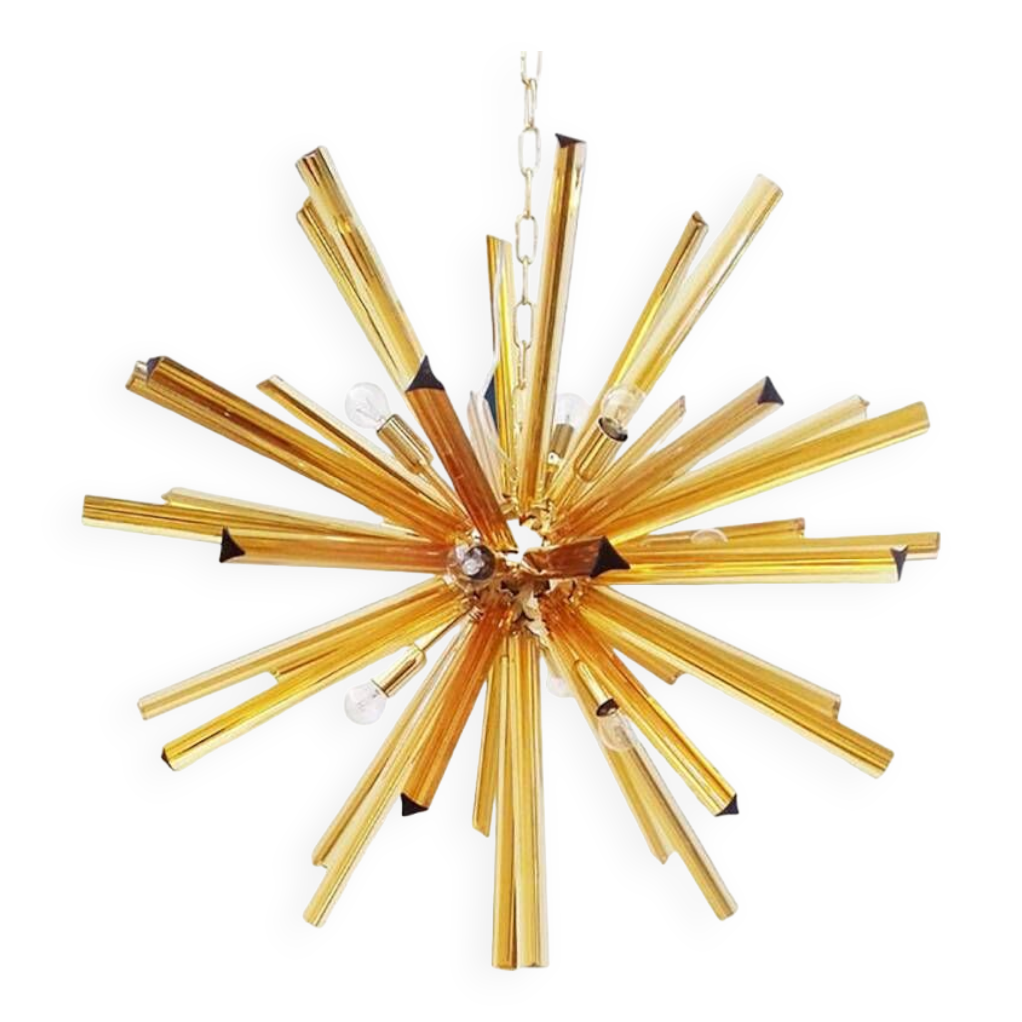 Contemporary Sputnik Amber “Triedro” Murano Glass Chandelier