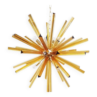 Contemporary Sputnik Amber “Triedro” Murano Glass Chandelier