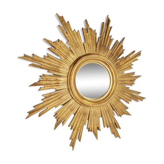 Vintage golden sunburst mirror, 1970s