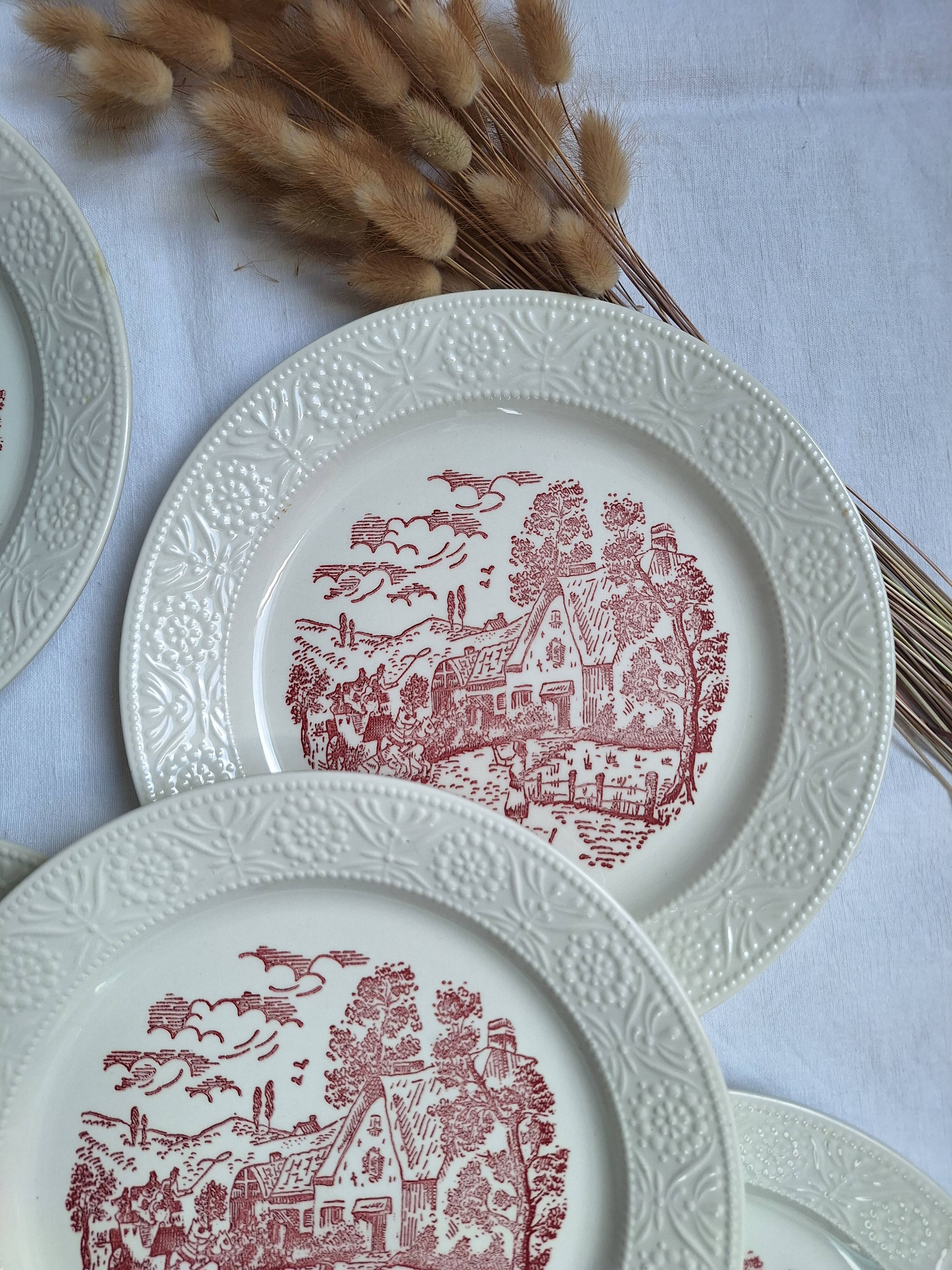 Vintage pink/red dinner plates