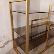 Brass shelf, smoked glass