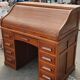 Old American desk in solid oak with S-shaped shutter