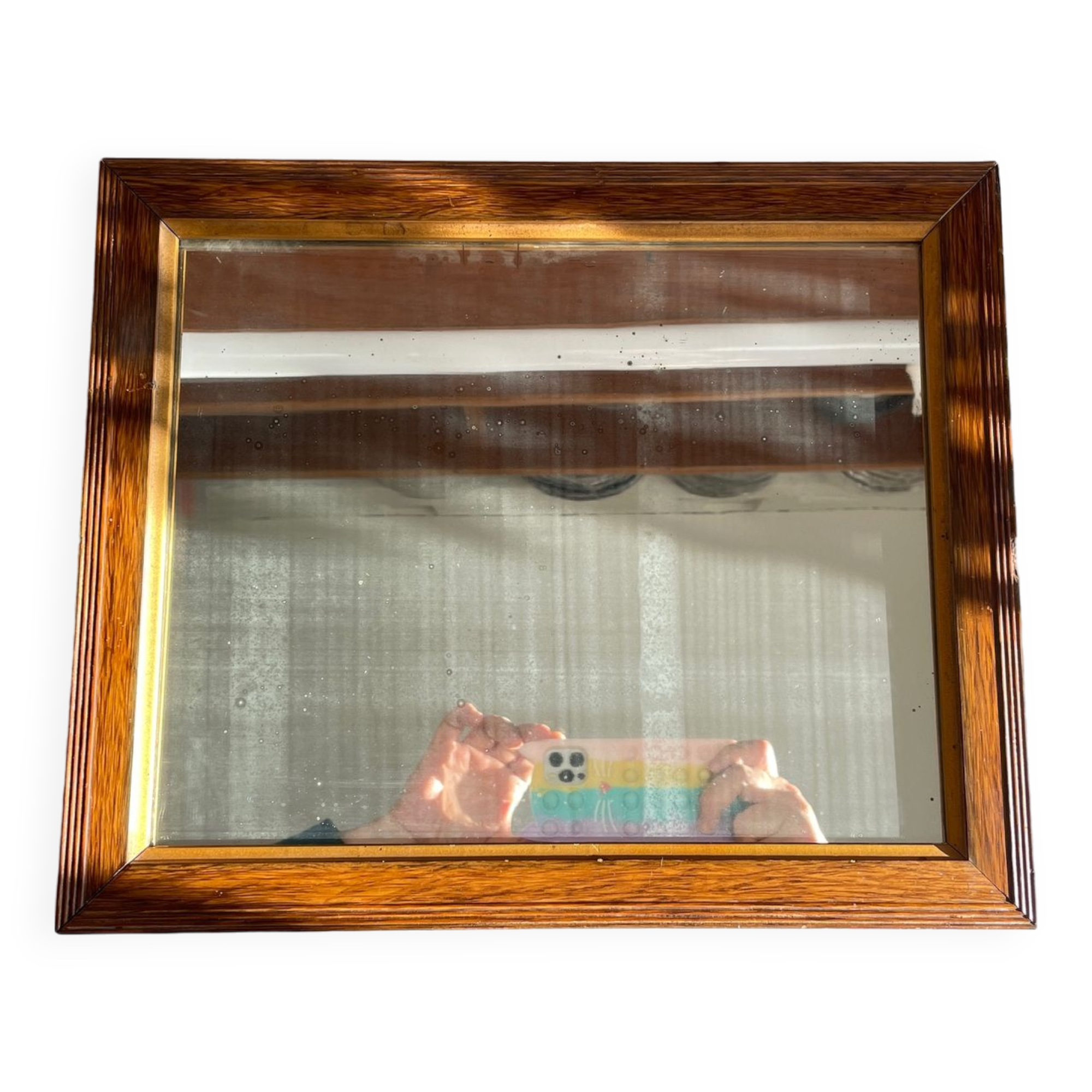 Art deco mirror 1920 wood and silver vintage