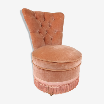 Fauteuil cocktail en velours vieux rose