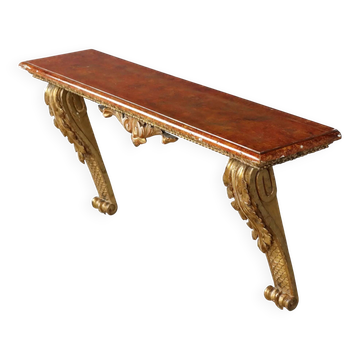 Old carved and gilded wooden console, Italy, 19th century.