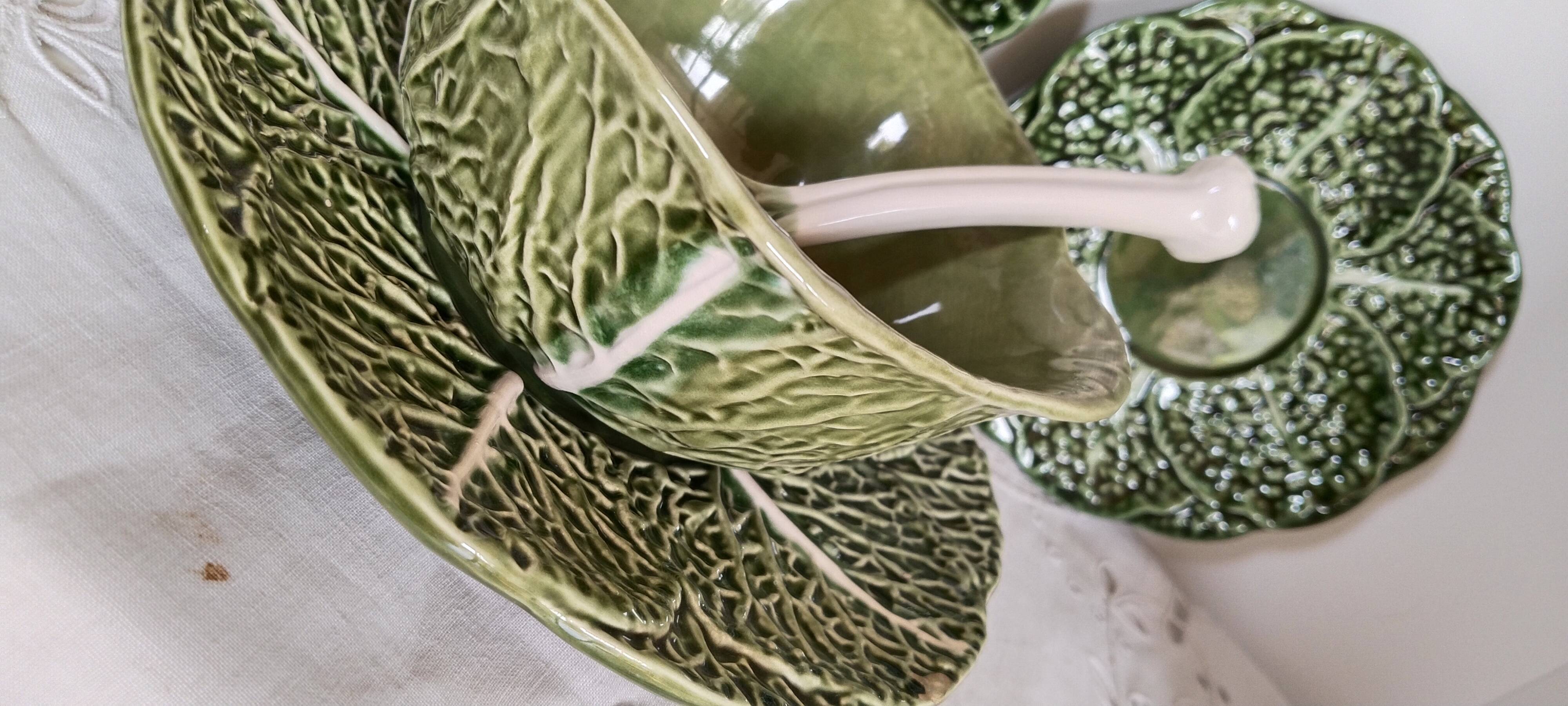 Barbotine dishes, cabbage shape, bowl, vintage