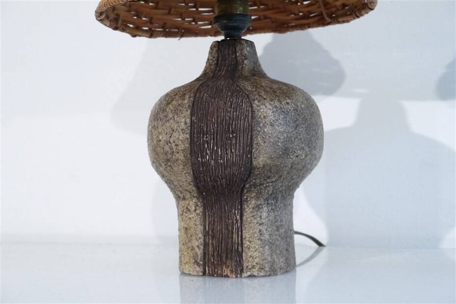 Paire de lampes en grés scarifié de Christian Pradier