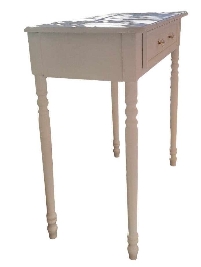 Current dressing table console in white painted wood with one drawer