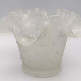 Vintage vase in frosted italian glass tulip shape with ruffled edge