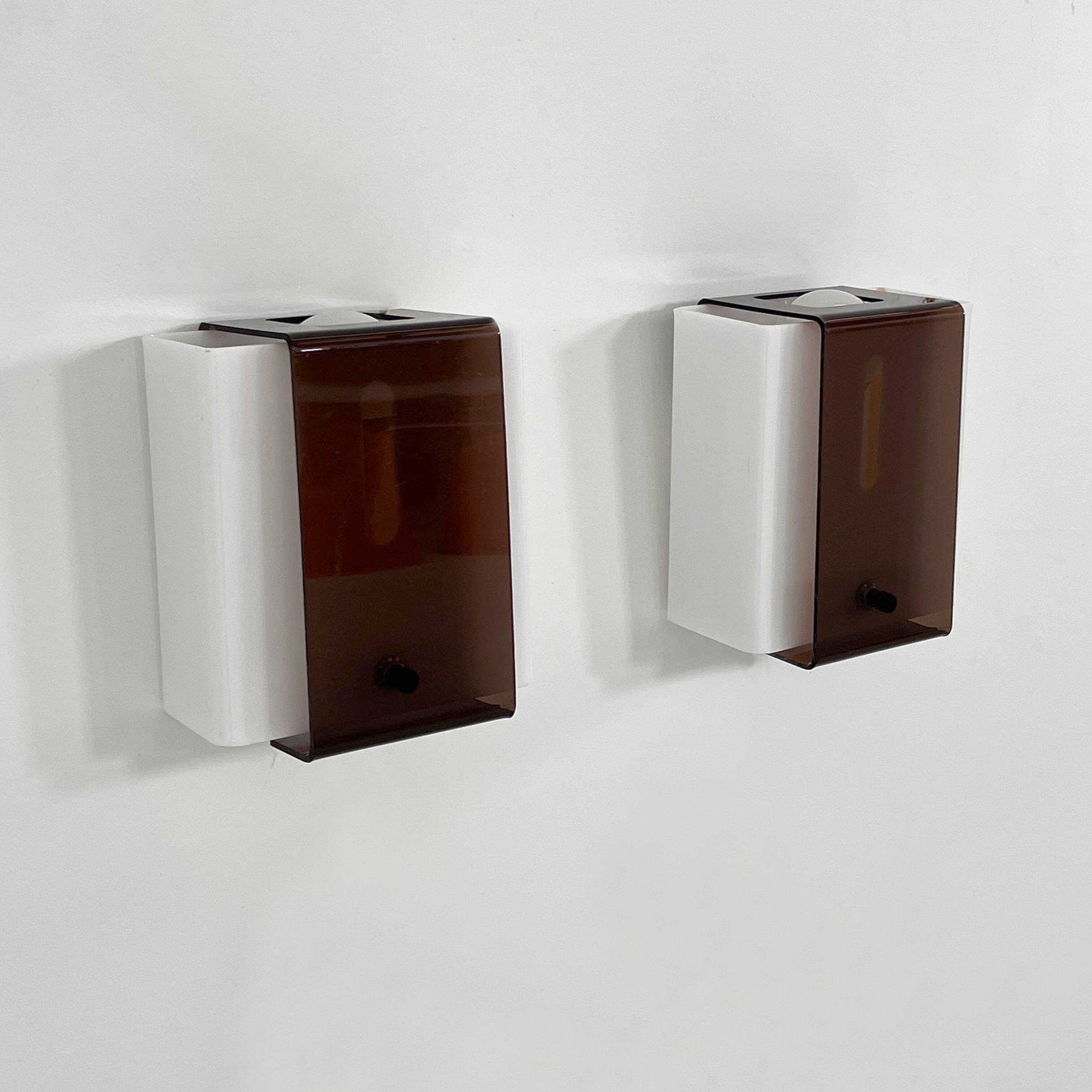 Pair of Space Age smoked wall sconces, 1970s