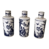 Set of 3 empty Lubin perfume bottles in opaline