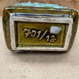 Antique marei vase rectangle shape fat lava green & white vintage