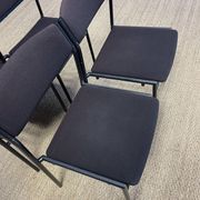 Set of 4 Gijs Van Der Sluis chairs aubergine fabric black steel legs 70s Netherlands