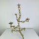 Brutalist candle holder, wrought iron, chain links, gold patina.