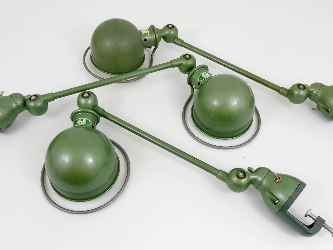 Matching industrial clamp lamp by Jean Louis Domecq for Jielde Lyon, 1950s.