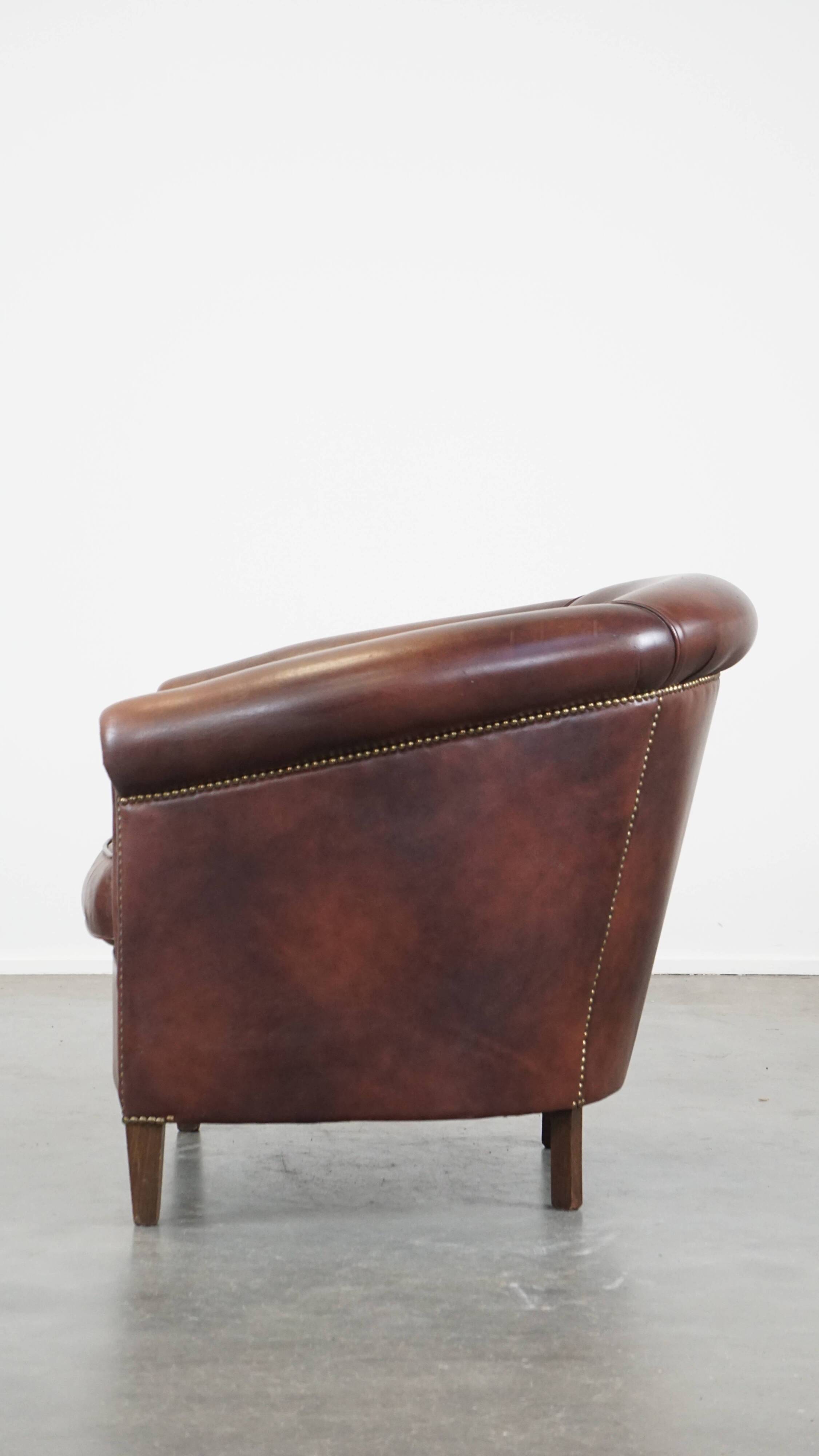 Cow leather club chair in English style