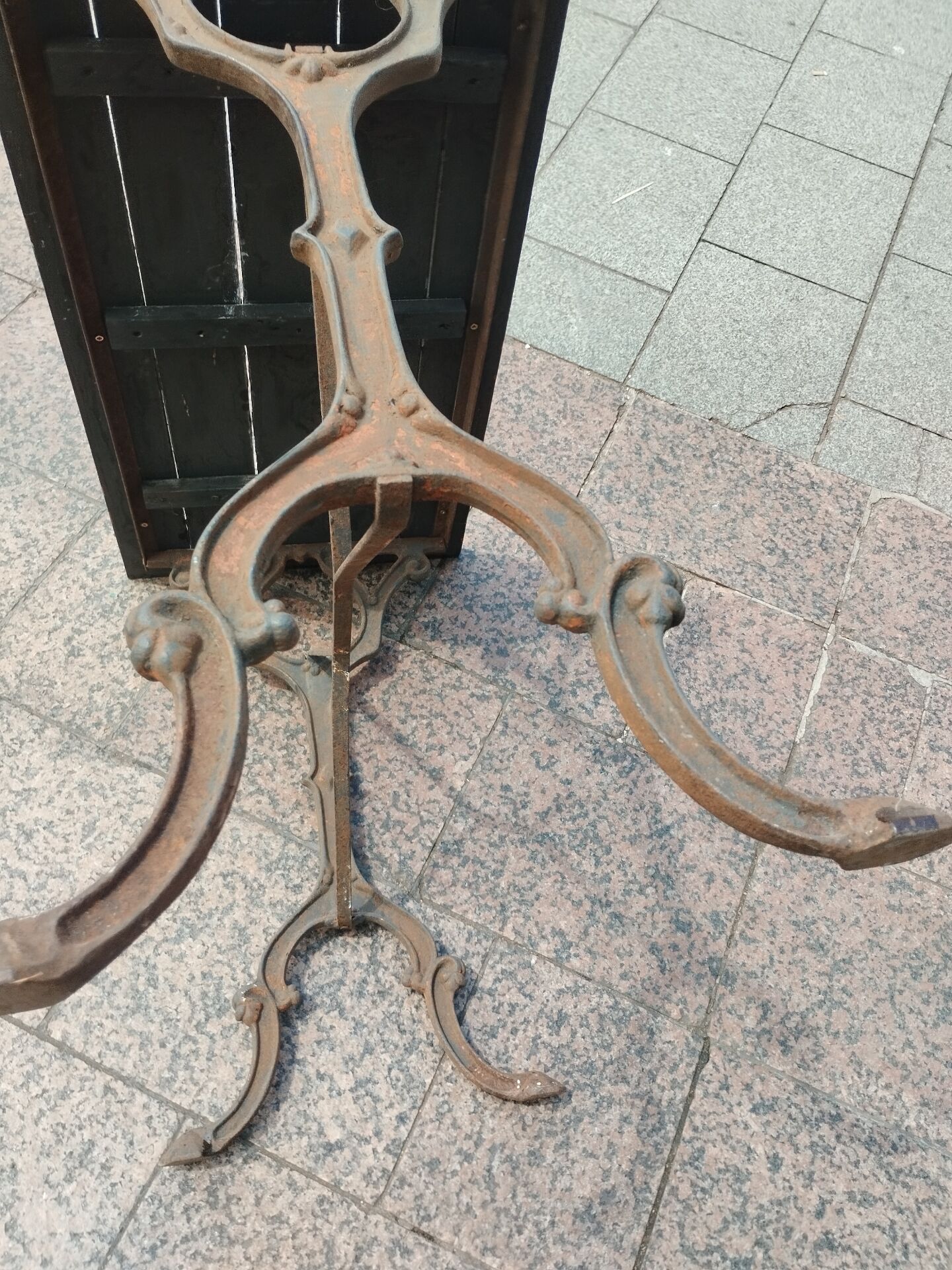 Old bistro table with a wooden top