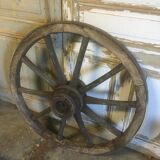 Oak and metal cart wheel
