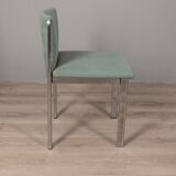 Lot de 4 chaises vintage 70's en metal et tissu turquoise design italien