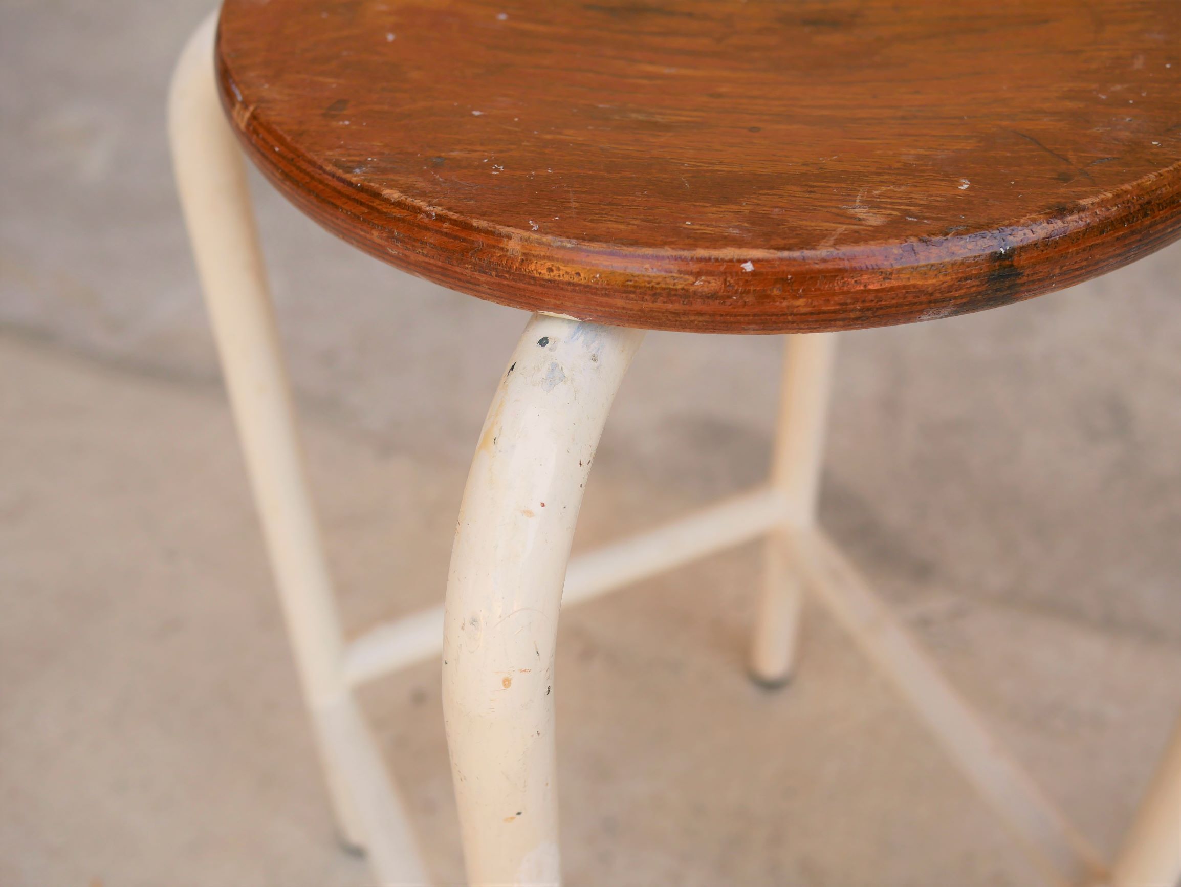 Vintage metal and wood workshop stool