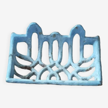 Soap dish Patinated blue enameled metal dpmc 0923216