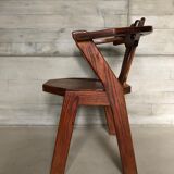 Set of 4 brutalist dutch oak chairs